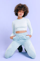 Sky Mist - Raglan Long Sleeve Crop