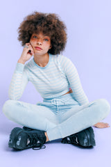 Sky Mist - Raglan Long Sleeve Crop